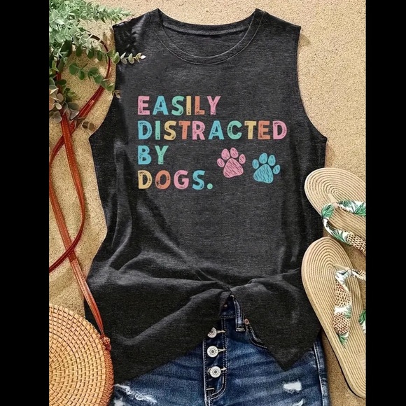 Tops - Easily Distracted by Dogs Tank Top